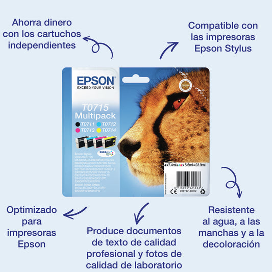 Epson T0715 Ink Pack Black/Tri-Color (C13T07154012)