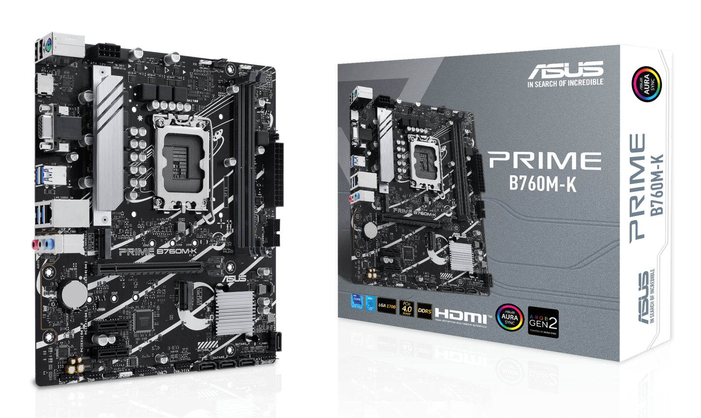 ASUS PRIME B760M-K: (1700) 2DDR5 VGA HDMI RJ45 mATX