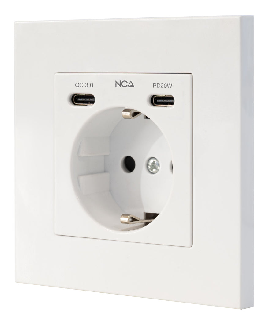Enchufe de Pared Nanocable Schuko/2xUSB-C (10.35.0012)