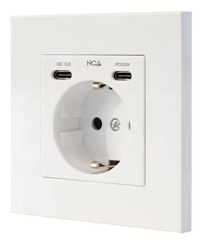 Enchufe de Pared Nanocable Schuko/2xUSB-C (10.35.0012)
