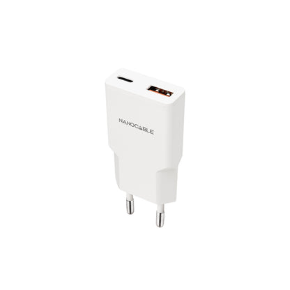Cargador Nanocable USB-A/USB-C 20W Blanco (10.10.2022)