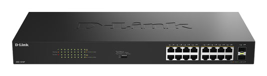 D-Link 16xRJ45 2xSFP PoE Black Switch (DGS-1018P/E)