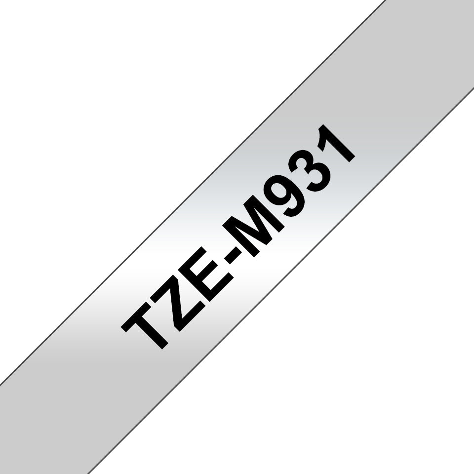 BROTHER Tape 12mm 8m Black on Silver (TZe-M931)