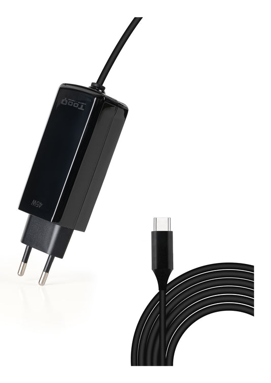 TooQ USB-C PD 45W Black Charger (TQLC-USBCGAN45PD-C)