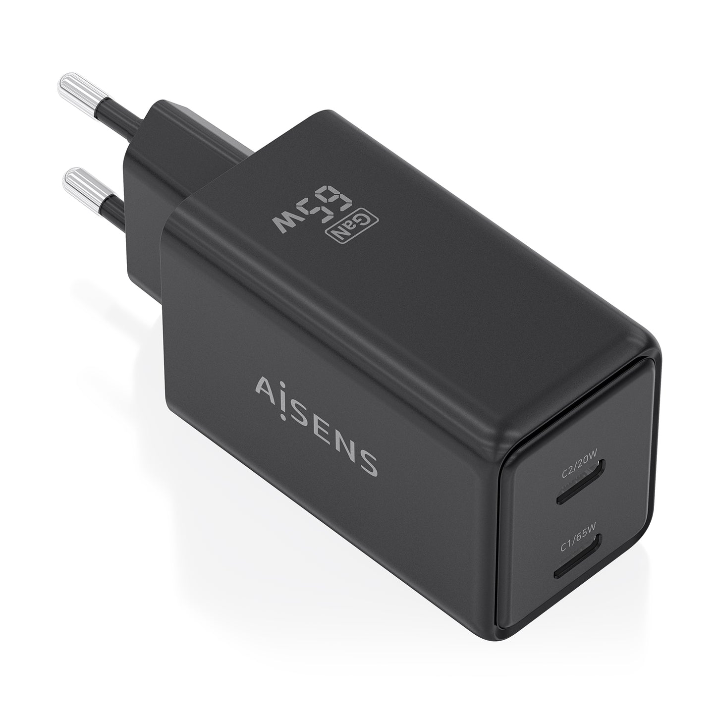 AISENS GaN 65W Wall Charger 2USB-C (ASCH-65W2P079-BK)