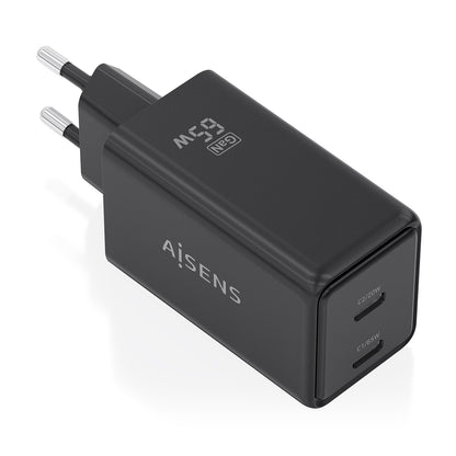 AISENS GaN 65W Wall Charger 2USB-C (ASCH-65W2P079-BK)