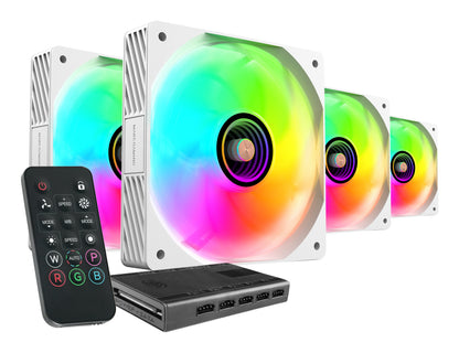 Kit Mars Gaming 4 Ventiladores ARGB+Hub ARGB(MFSI4KITW)