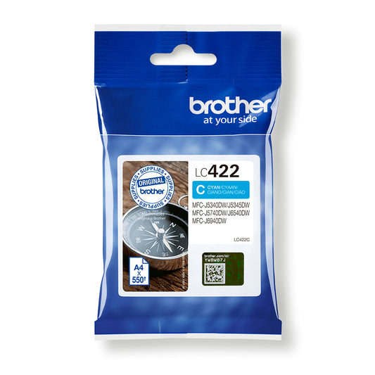 Brother LC422 Cyan Cartucho de Tinta Original - LC422C. 550 Paginas