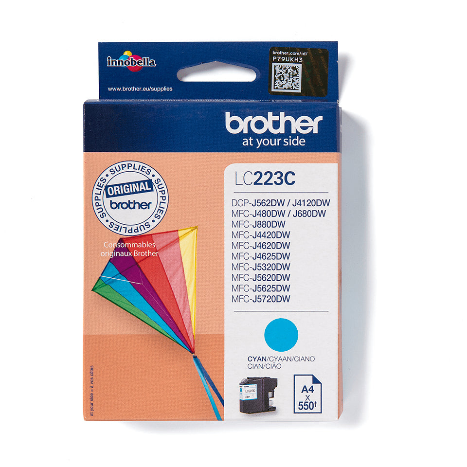 Brother LC223 Cyan Cartucho de Tinta Original - LC223CBP. 550 Paginas