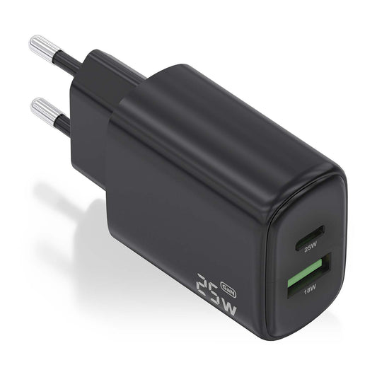 AISENS USB-C USB-A 25W Black Wall Charger (A110-0912)
