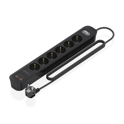 Aisens Power Strip 6 Outlets 2Usb-C 2usb-A (ASPS-2A2C17-BK)