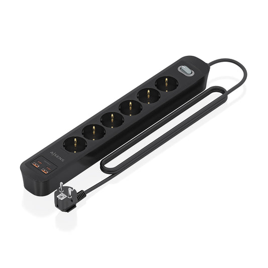 Aisens Power Strip 6 Outlets 2Usb-C 2usb-A (ASPS-2A2C17-BK)