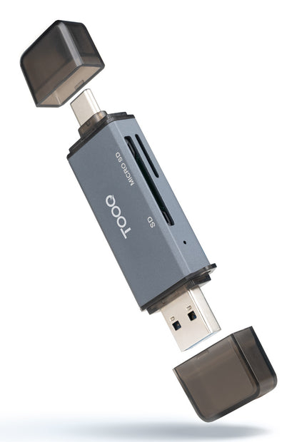 Lector de Tarjetas TooQ USB-A USB-C Gris (TQR-3001G)