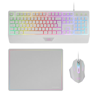 Pack Mars Gaming T+Ratón+Alfombrilla Blanco (MCP124WES)