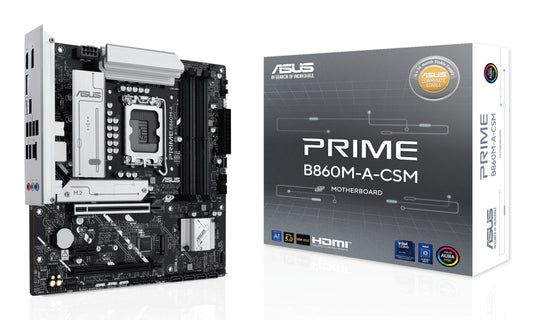Prime B860M-A CSM motherboard INTEL LGA 1851 4xDDR5 up to 256GB 2xDISPLAYPORT HDMI ethernet 2.5 gigabit PCIe x1 PCIe x16 2xM.2 4xSATA RAID SATA 0/1/5/10 6GB/s 3xUSB 3.2 4xUSB 2.0 USB-C micro ATX