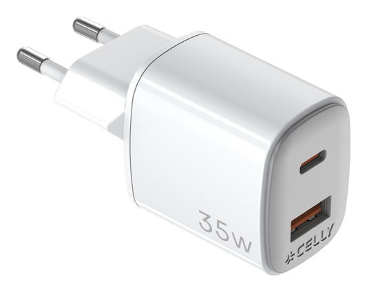 CELLY USB-A USB-C 35W White Charger (UPTC1USB1USBC35)