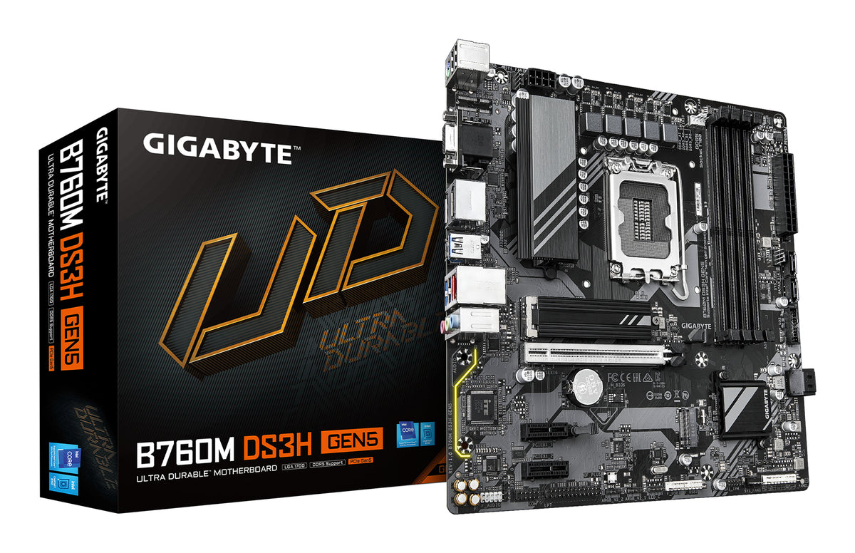GIGABYTE B760M DS3H GEN5: (1700) 4DDR5 VGA HDMI mATX (9MB76MS55-00-G10)