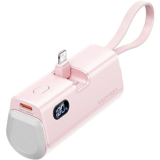 POWERBANK VENTION 4800MAH 2XUSB-C + LIGHTNING PLEGABLE 22.5W ROSE