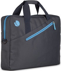 Maletin para portatil hasta 15.6' ginger material de nylon interior con dos compartimentos dispone de un bolsillo exterior con cremallera banda para enganchar a un trolley azul