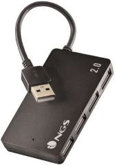 USB hub desde USB 2.0 con cuatro puertos USB 2.0 velocidad hasta 480mbps color negro