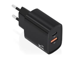 Cargador de Pared AISENS 30W USB-A/C Negro (A110-0953)