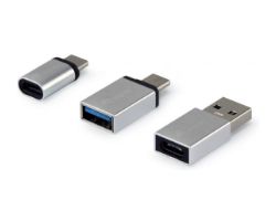 Adaptadores EQUIP USB-A USB-C mUSB Plata (EQ133475)