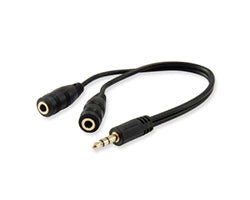 Cable EQUIP Audio 2x3.5mm/M a 3.5mm/H 0.13m (EQ147941)