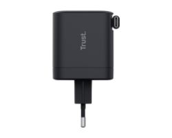 Cargador Trust Maxo Retráctil 65W USB-C Negro (25805)