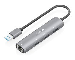 Hub AISENS USB-A a 3xUSB-A/1xRJ45 Gris (ASUC-4P034-GR)