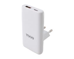 Cargador de Viaje TooQ GaN USB-A/USB-C PD/QC 65W Blanco
