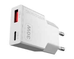 Cargador Pared Mars Gaming 30W USB-A/C Blanco(MDGAN30W)