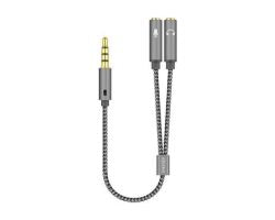 Cable AISENS 3.5mm/M a 2x3.5mm/H 25cm Gris (A128-0415)