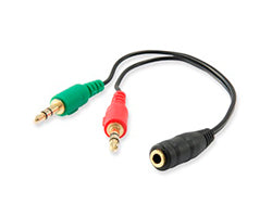 Cable EQUIP Audio 2x3.5mm/M a 3.5mm/H 0.13m (EQ147942)