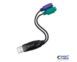 Nanocable USB-A/M a 2xPS/2/H 15cm Negro (10.03.0101)