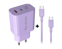 Cargador NUBBEH Bhoot 30W + Cable USB-C/C 60W 1.5m Lila