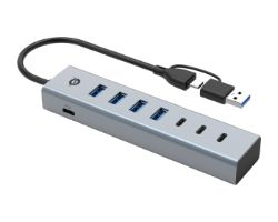 Hub CONCEPTRONIC USB-C a 7xUSB-A/C Gris (HUBBIES20GP)