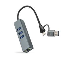 Conversor Nanocable USB-A/C a RJ45+3xUSB-A (10.03.0412)
