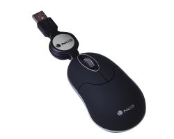 Ratón NGS Óptico USB 1000dpi Retráctil Negro (SINBLACK)