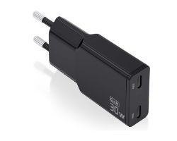 Cargador Pared AISENS 2USB-C 30W Negr(ASCH-30W2P049-BK)