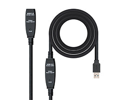 Nanocable USB-A/M a USB-A/H 15m Negro (10.01.0313)