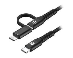 Cable CELLY USB-C a USB-C/Lightning 100W (USBC2IN1BK)