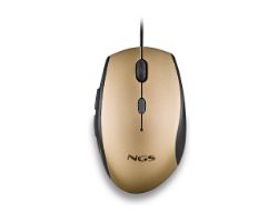 Ratón NGS Ergonómico Óptico USB 1600dpi Oro (MOTHGOLD)