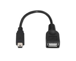 Nanocable MiniUSB-B/M a USB-A/H 15cm Negro (10.01.3800)