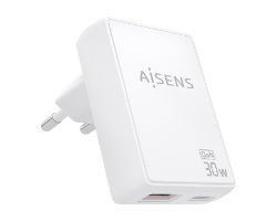 Cargador Pared AISENS GaN 30W USB-A/C (ASCH-30W2P074-W)