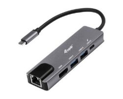 Adaptador EQUIP USB-C 5en1 HDMI RJ45 Gris (EQ133489)
