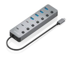 Hub AISENS USB-C a 4xUSB-A/3xUSB-C Gris