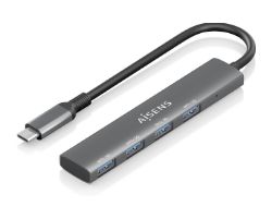 Hub Aisens USB-C/M a 4xUSB-A/H 15cm Gris (A109-0943)