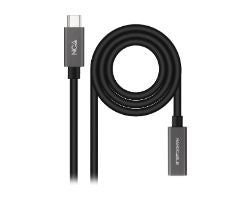 Nanocable USB-C/M a USB-C/H 0.5m Negro (10.01.4400)