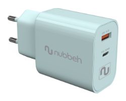 Cargador Pared NUBBEH USB-C 30W PD Turquesa(NBWALLCHT)
