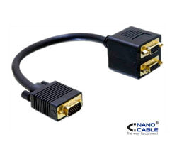 Nanocable 1xVGA/M a 2xVGA/H 20Cm Negro (10.15.1900)